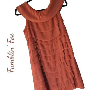 NWOT | SLEEVELESS SILK DRESS RUFFLES TIERED FUMBLIN’ FOE | SIZE: MEDIUM